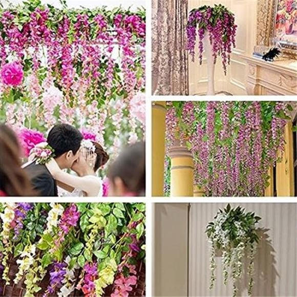12Pack 1 Piece 3.6 Feet Artificial Fake Wisteria Vine Ratta Hanging Garland Silk - Picture 6 of 7